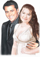 Load image into Gallery viewer, Colour with character - Woman drawn with Joey from friends  - Color drawing -drawings and portraits from your photos - drawking.com - Drawking
