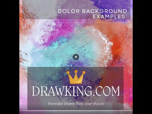 Load and play video in Gallery viewer, Black & White Portrait as a character (with a drawn background)