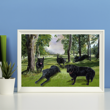 Load image into Gallery viewer, Color Portrait with pets/animals (with a drawn background)